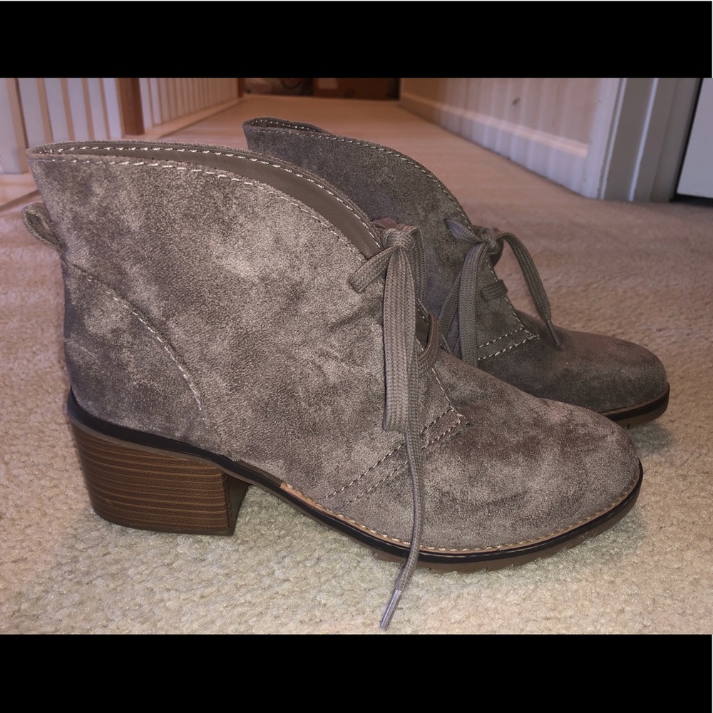 Taupe Lace Up Booties